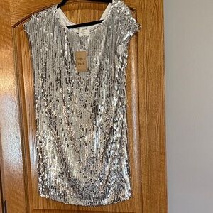 Style Rack Shimmering Silver Sequin cocktail dress.